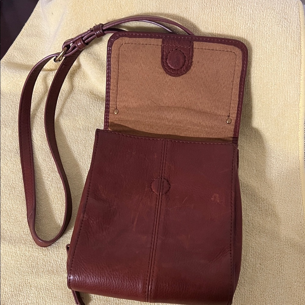 American Leather Co British Tan Leather Crossbody Bag - Picture 2 of 6